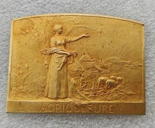 SUPERBE MEDAILLE VERMEIL argent doré agriculture LANGRES 1920  poids 58,3g
