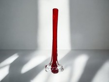 ? Élégant Vase Soliflore En Verre Soufflé Rouge Et Transparent
