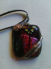 OoAk dichroic glass PMC .999 silver handcrafted pendant