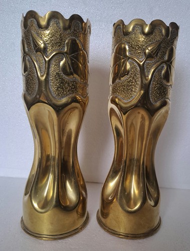 Paire vases obus travail - vases, de