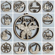 Boule de noël prénom en bois