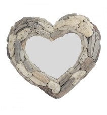 Miroir coeur en bois flotté