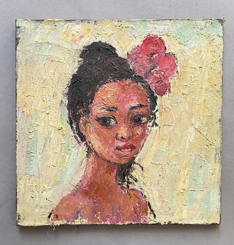 Portrait tahitienne huile - portrait, tahitienne,