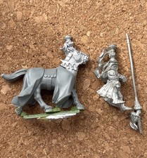 Warhammer Bretonnian Grail Knight w/ Lance Metal w/ Horse OOP S3