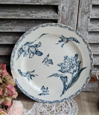 ANCIEN PLAT ROND TERRE DE FER KG LUNEVILLE MODELE TULIPE