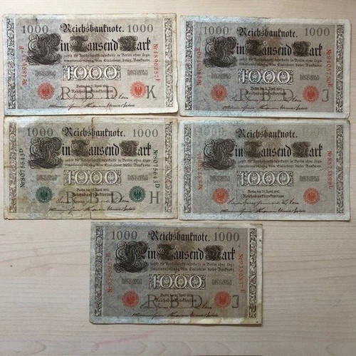 Lot billets 1000 mark - lot, 5