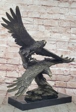 Aigle Américain Symbole Bronze Sculpture Statue Bureau Manteau Présentoir 19 " D