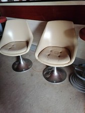 Lot de 2 fauteuils sieges coquilles  chromes  pivotants 1970