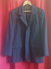 Agnès B. veste homme bleu foncé à très fines rayures blanches Made in France 