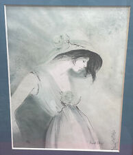 Belle Lithographie Signée Numérotée Aurélie Jeune Fille Rose de Bernard CHAROY