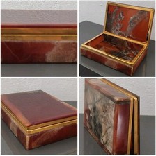  ANCIEN JOLIE BOÎTE/COFFRET VINTAGE EN MARBRE ONYX FABRIQUÉ EN ITALIE 1950-1960