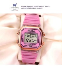 Montre Femme électronique rose sport en Silicone tendance décontracté confort