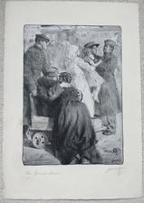 LUCIEN JONAS GRANDE LITHOGRAPHIE SIGNÉE  "LES GRANDS BLESSES" GUERRE 1914-1918