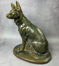 MOULIN DES LOUPS statuette céramique faience chien type berger allemand