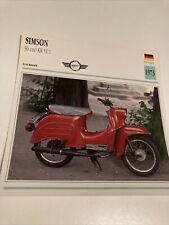 SIMSON 50 cm3 KR 51/1 1973 carte moto de collection Atlas Allemagne