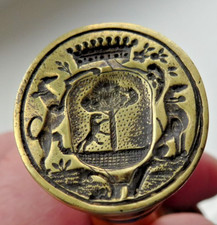 SCEAU CACHET A CIRE MATRICE EN BRONZE A DECOR D'ARMOIRIES XVIII XIX-