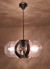 Lustre vintage Space Age à 3 globes en verres, métal chromé, des année 1960 / 70