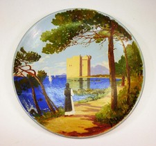Assiette peinte ile de St Honorat Lerins signée Aegitna Vallauris vintage