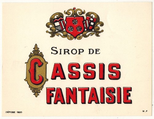 Etiquette sirop cassis - etiquette, de