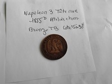 france napoleon 3 tete nue bronze 1855d atelier chien tb bien cotee 10 centimes