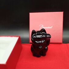 Baccarat Superbe Chat Cristal bleu nuit Maneki Neko En Boîte