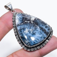 Pendentif pierre précieuse opale dendritique fait main cadeau de Noël...