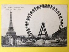 cpa de 1914 PARIS La GRANDE ROUE Concert, TOUR EIFFEL Carousel Manège BIG WHEEL