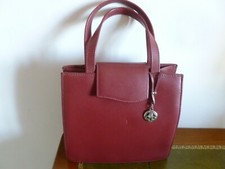 PETIT SAC MARQUE POURCHET CUIR EFFET STRIE BORDEAUX  PORTE MAINS 