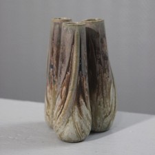 Vase en faïence Denbac Vierzon à trois ouvertures art déco France