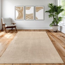 Tapis beige doux et moelleux design intemporel facile à entretenir