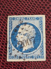 Timbre France 14Ba obl bleu sur vert signé calves  ref V 11/2