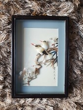 CADRE SERIGRAPHIE CHINOISE OISEAUX 3 D