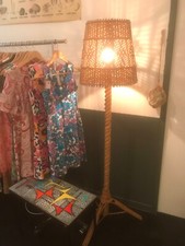 lampadaire rotin vintage 1950