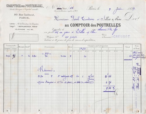 1897 comptoir des - poutrelles, a