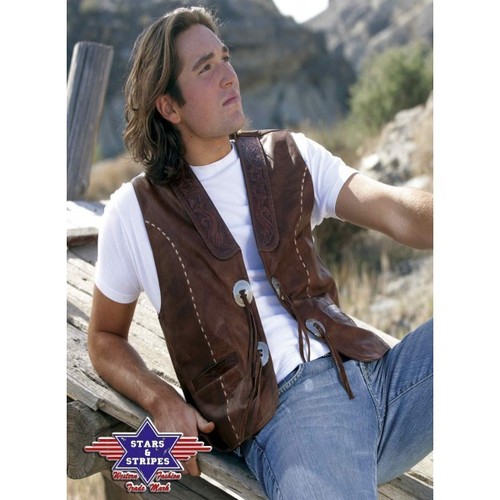 Ref alamo gilets cuir marron - gilets,