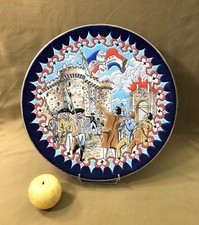 grand plat rond émaux LONGWY signé N° 26/200 BICENTENAIRE DE LA REVOLUTION 37 cm