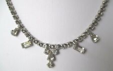 collier couleur argent bijou vintage rivière de cristaux diamant pampilles 563