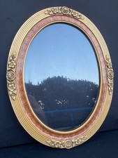 CADRE OVALE EN BOIS ET STUC DORÉ AVEC VITRE ART DÉCO