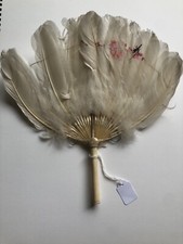 Eventail - Ecran chinois moderne en plumes rehaussé de motifs aquarelle rose