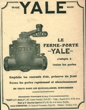 Publicité ancienne le ferme-porte Yale 1927 issue de magazine