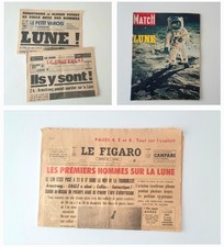 Aerospatial Journaux Homme Lune 1969 Armstrong NASA Paris Match Figaro Espace