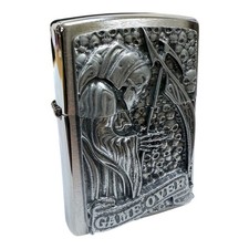 Zippo Briquet Reaper Game Over 3D Chrome Briquet Tempête Essence