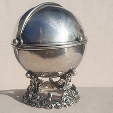 SUPERBE SUCRIER CAVIAR ? BOULE ARGENT MASSIF MINERVE XIX ORFÈVRE A ID O,270 KG