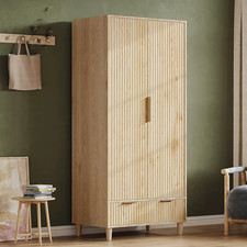 Fluted Wardrobe Closet Armoire