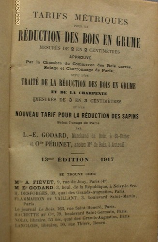 Cubage des bois 1917 - bois,