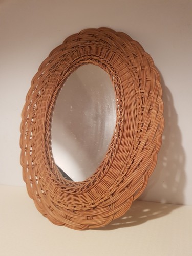 Ancien miroir vintage rotin - vintage, en