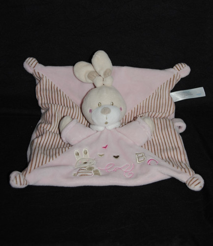 Doudou plat lapin rose - plat, abc