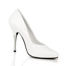 Escarpins Sexy Haut Talons Metal 12 cm Vinyle Blanc Vernis Pleaser FR 39 US 9