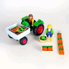 Playmobil Tracteur Maraîcher Country Farmer + 2 Figurines + Caisses Légumes TBE