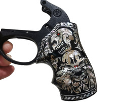 POIGNÉES NACRE POUR VITOONMAKERS CRÂNE NOIR RUGER LCR MODÈLE **OOAK **